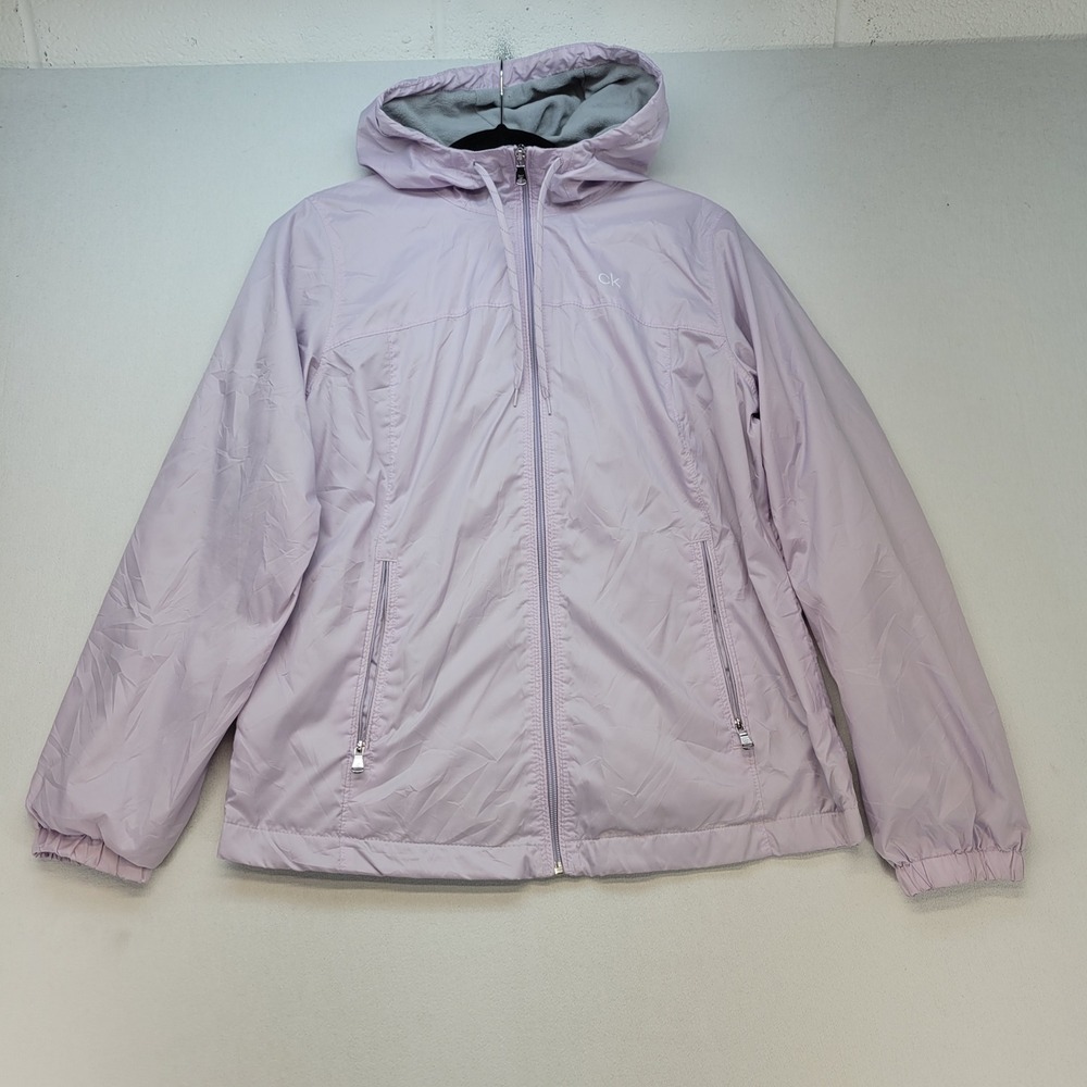 Calvin Klein‎ Windbreaker Jacket Womens Small Purple Fleece Lined Hooded